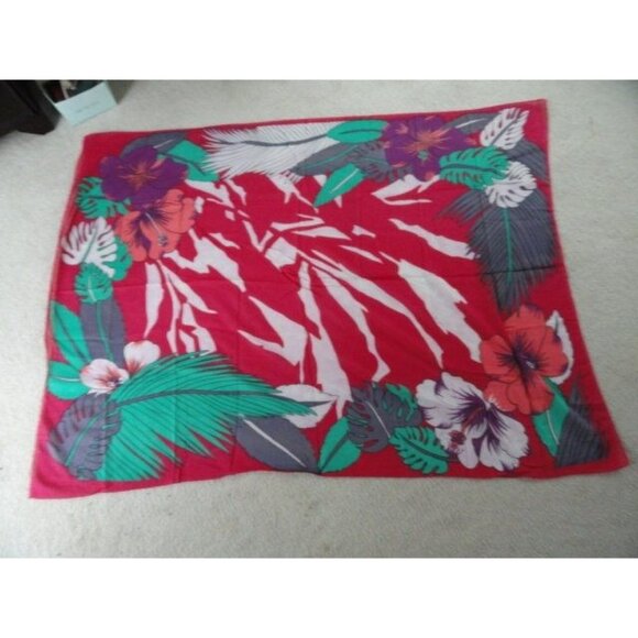 1970’s Floral Oversize Scarf Shawl Wrap Red Purple Black Made in Italy Betmar - Picture 1 of 9